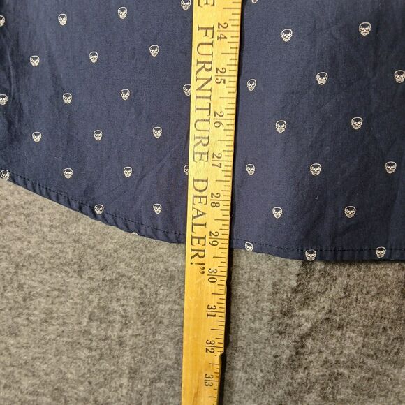 Denim‎ & Flower Ricky Singh Button Up Shirt Men's Large Blue Skull Pattern - Picture 4 of 10